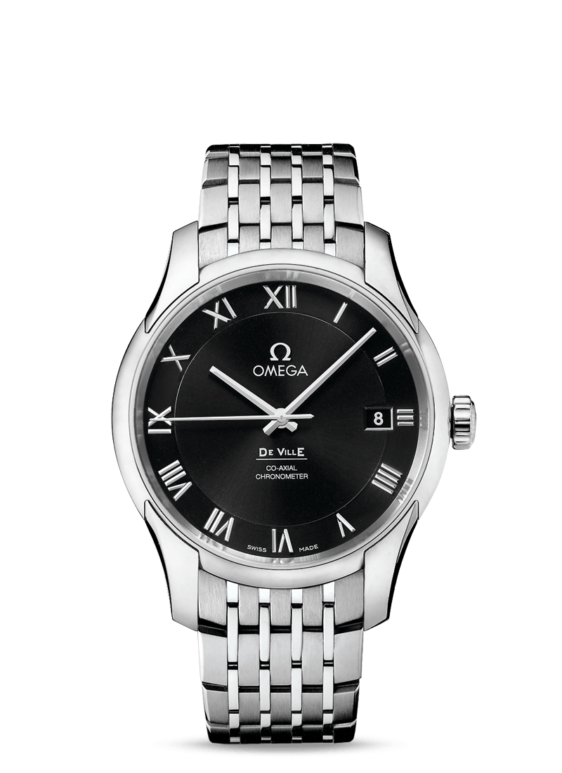 Omega 431.10.41.21.01.001 : De Ville Co-Axial 41 Stainless Steel / Black / Bracelet