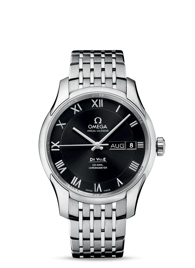 Omega 431.10.41.22.01.001 : De Ville Co-Axial Annual Calendar Stainless Steel / Black / Bracelet