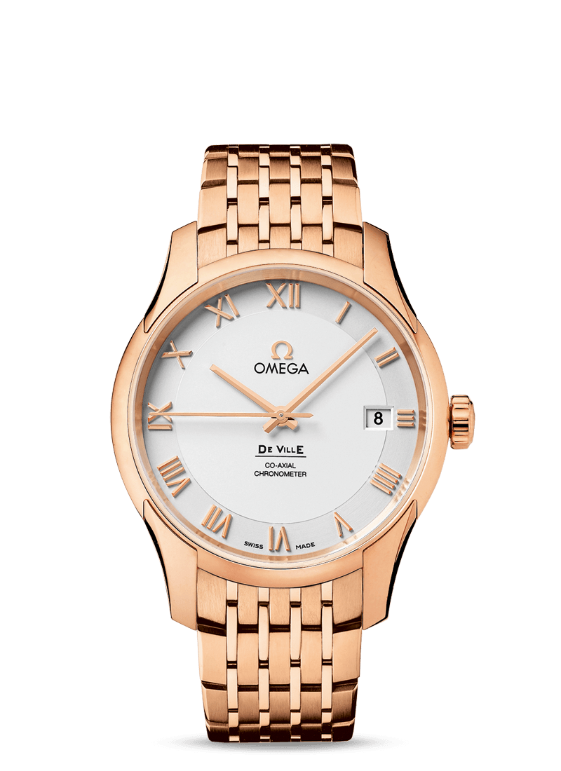 Omega 431.50.41.21.02.001 : De Ville Co-Axial 41 Red Gold / Silver / Bracelet
