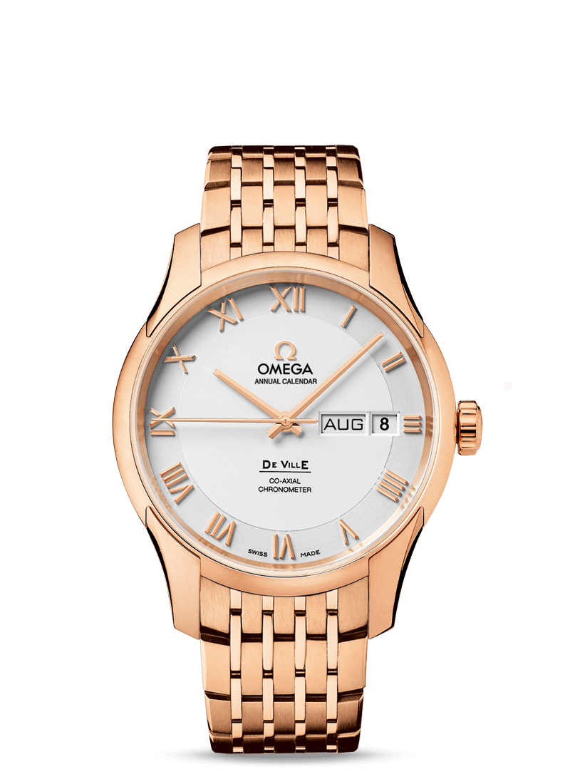 Omega 431.50.41.22.02.001 : De Ville Co-Axial Annual Calendar Red Gold / Silver / Bracelet