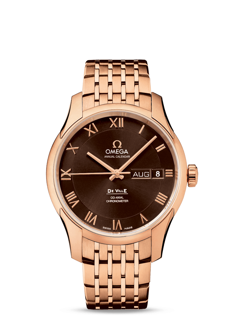 Omega 431.50.41.22.13.001 : De Ville Co-Axial Annual Calendar Red Gold / Brown / Bracelet