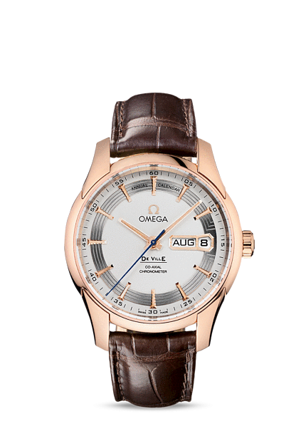 Omega 431.63.41.22.02.001 : De Ville Hour Vision Co-Axial Annual Calendar Red Gold / Silver / Alligator