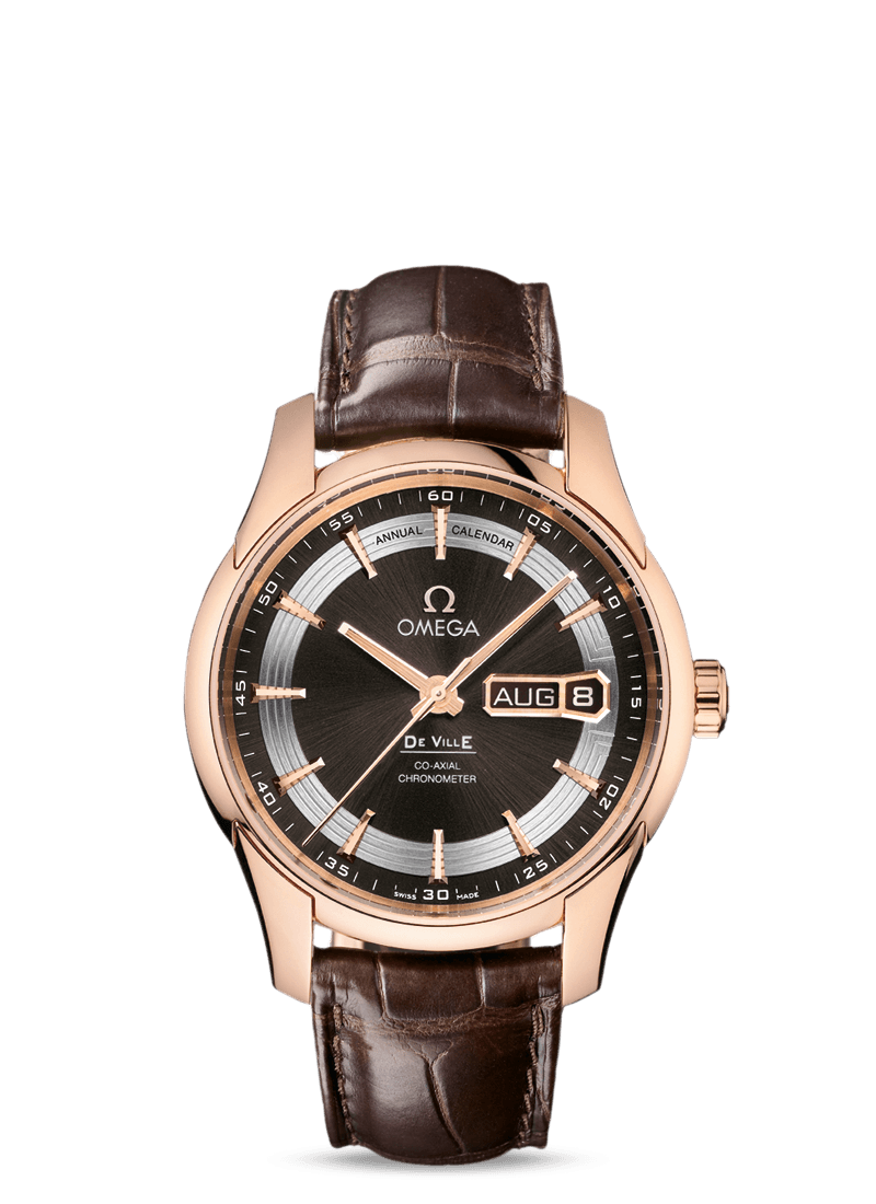 Omega 431.63.41.22.13.001 : De Ville Hour Vision Co-Axial Annual Calendar Red Gold / Brown / Alligator