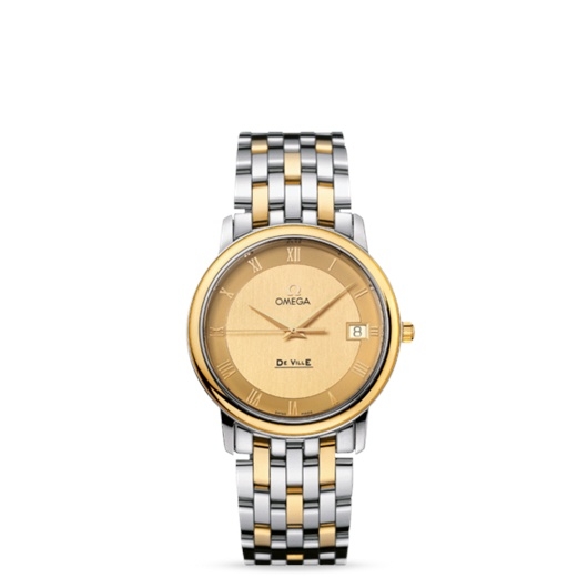 Omega 4310.12.00 : De Ville Prestige Quartz 34.4 Stainless Steel / Yellow Gold / Champagne / Bracelet