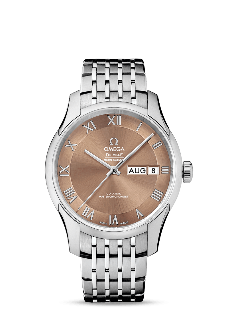 Omega 433.10.41.22.10.001 : De Ville Hour Vision Master Chronometer Annual Calendar Stainless Steel / Brown / Bracelet