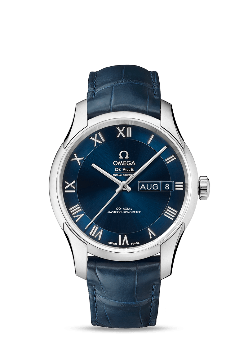 Omega 433.13.41.22.03.001 : De Ville Hour Vision Master Chronometer Annual Calendar Stainless Steel / Blue