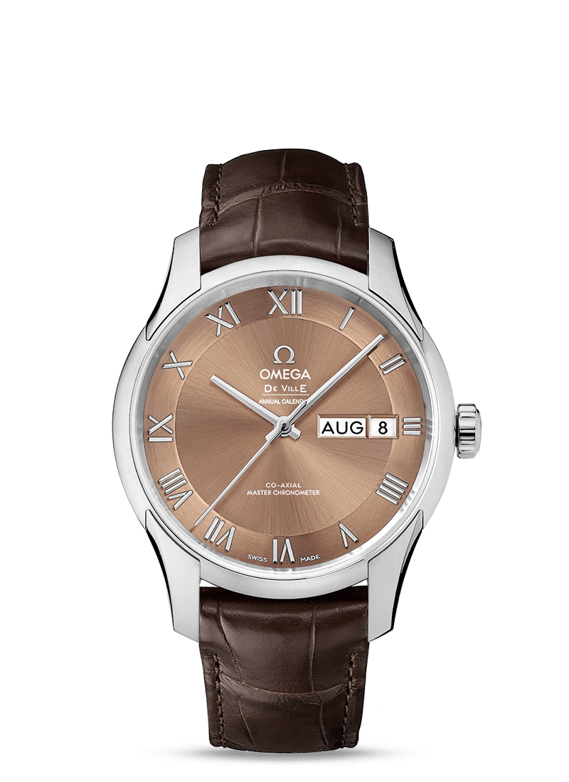 Omega 433.13.41.22.10.001 : De Ville Hour Vision Master Chronometer Annual Calendar Stainless Steel / Brown