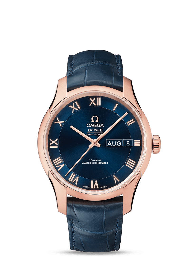 Omega 433.53.41.22.03.001 : De Ville Hour Vision Master Chronometer Annual Calendar Sedna Gold / Blue