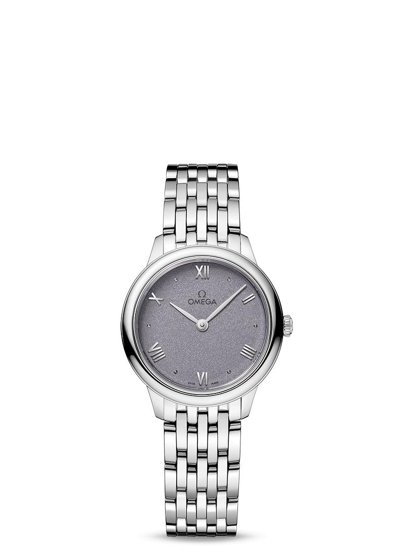 Omega 434.10.28.60.03.001 : De Ville Quartz 27.5 Stainless Steel / Lavender / Bracelet