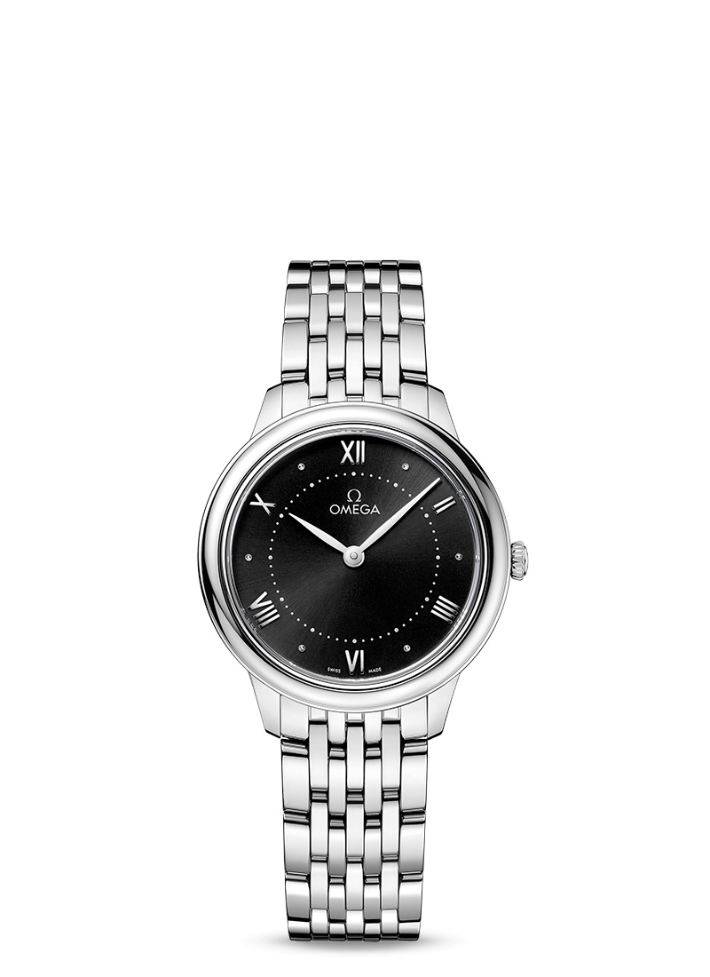 Omega 434.10.30.60.01.001 : De Ville Quartz 30 Stainless Steel / Black / Bracelet