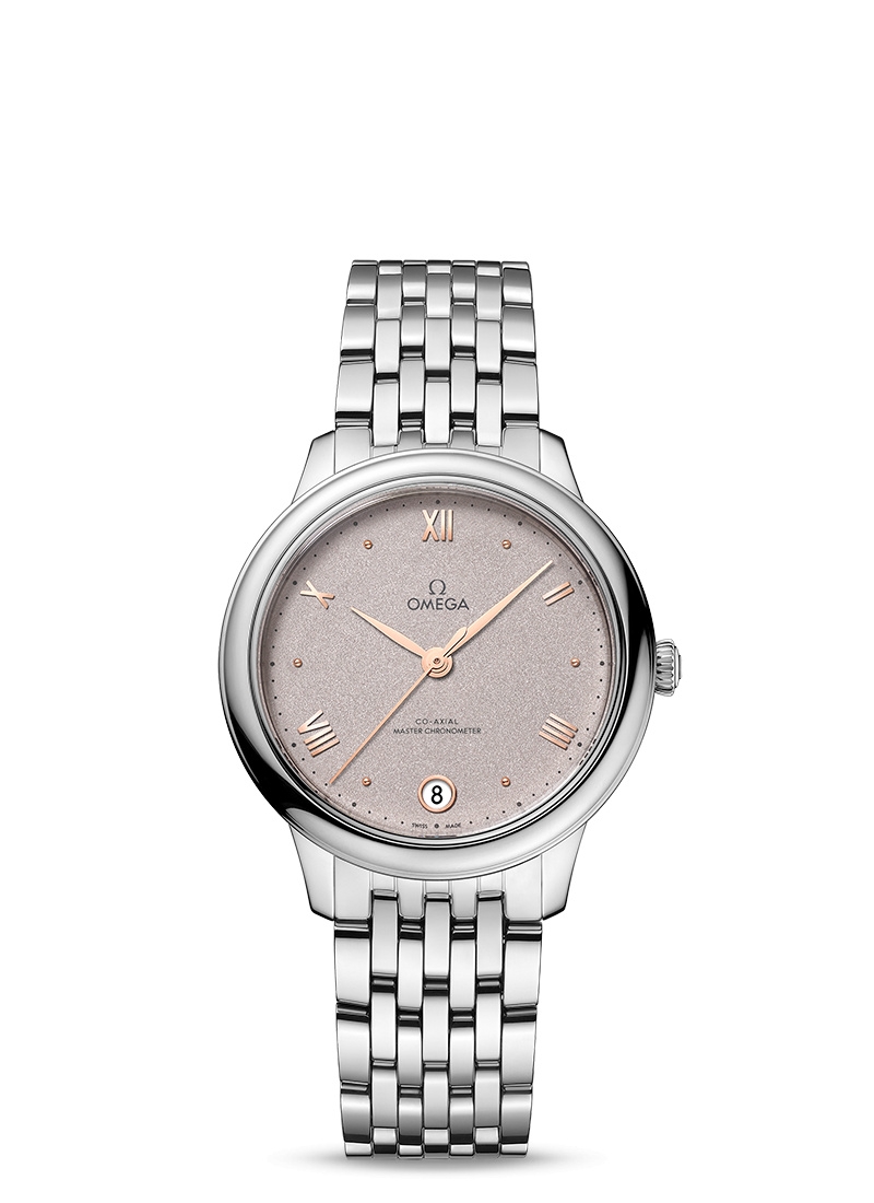 Omega 434.10.34.20.02.002 : De Ville Master Chronometer 34 Stainless Steel / Rose - Grey / Bracelet