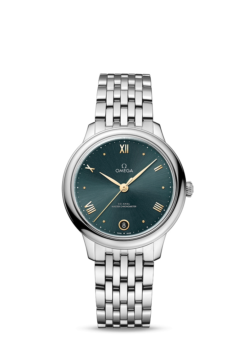 Omega 434.10.34.20.10.001 : De Ville Master Chronometer 34 Stainless Steel / Turquoise / Bracelet
