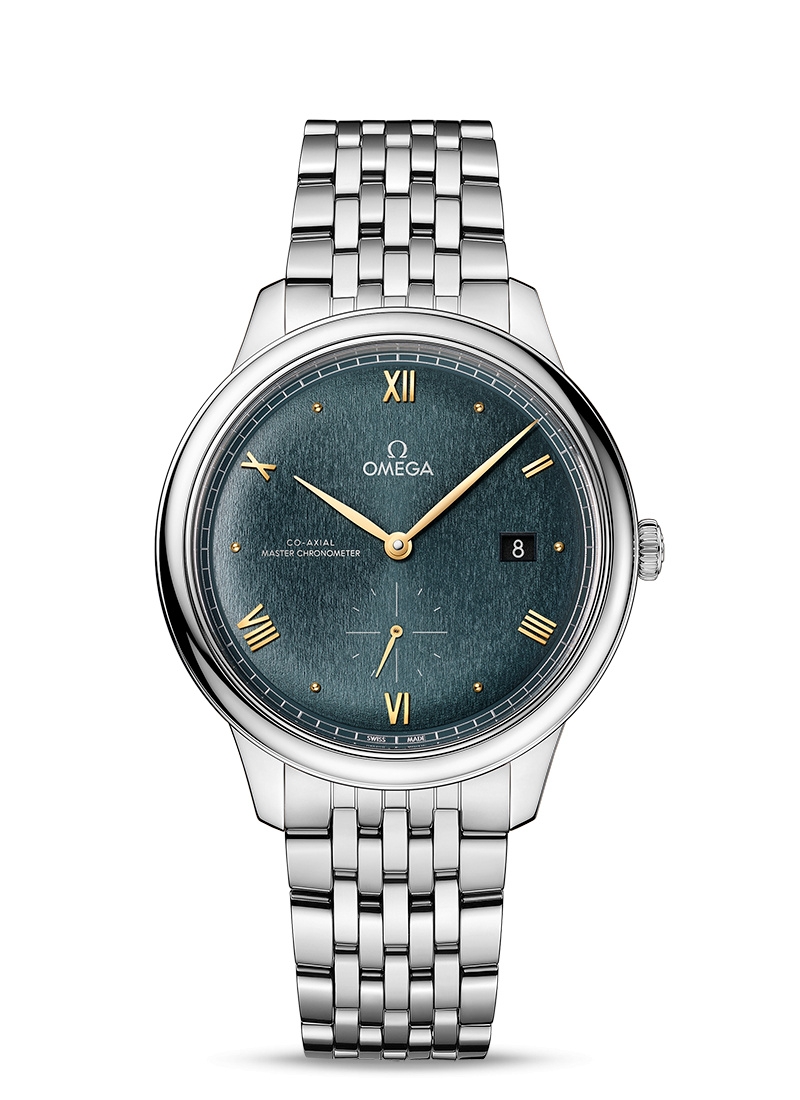 Omega 434.10.41.20.10.001 : De Ville Small Seconds Master Chronometer Stainless Steel / Turquoise / Bracelet