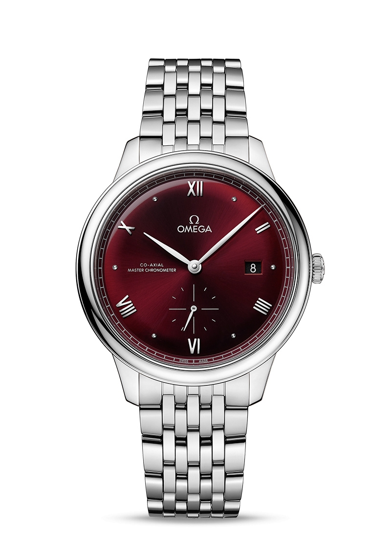 Omega 434.10.41.20.11.001 : De Ville Small Seconds Master Chronometer Stainless Steel / Burgundy / Bracelet
