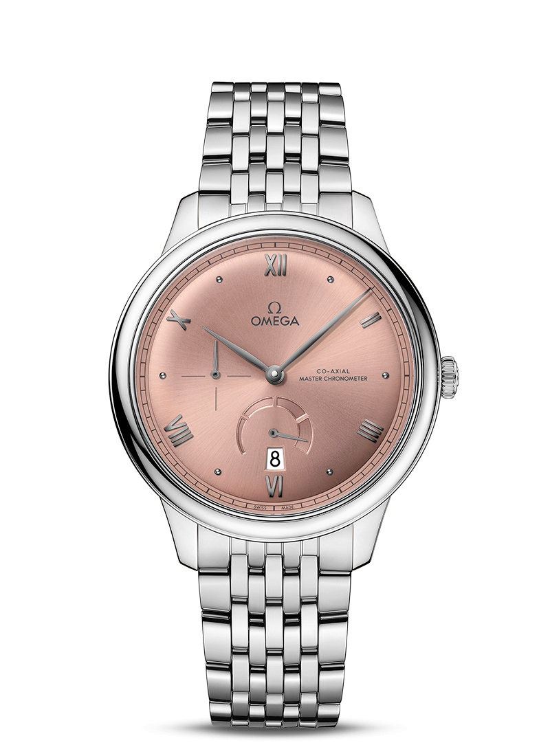 Omega 434.10.41.21.10.001 : De Ville Power Reserve Master Chronometer Stainless Steel / Salmon / Bracelet