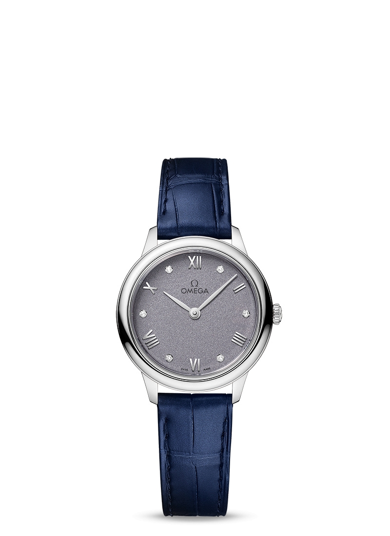 Omega 434.13.28.60.53.001 : De Ville Quartz 27.5 Stainless Steel / Lavender - Diamond