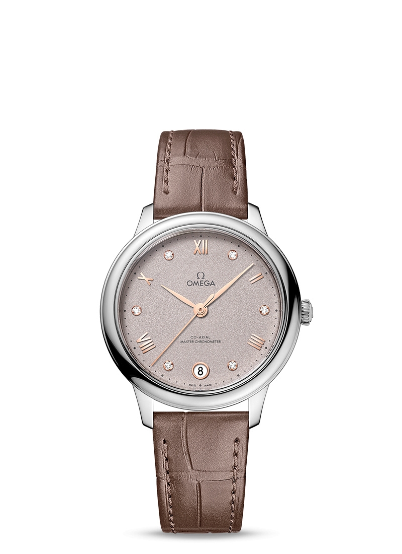 Omega 434.13.34.20.52.002 : De Ville Master Chronometer 34 Stainless Steel / Rose - Grey - Diamond