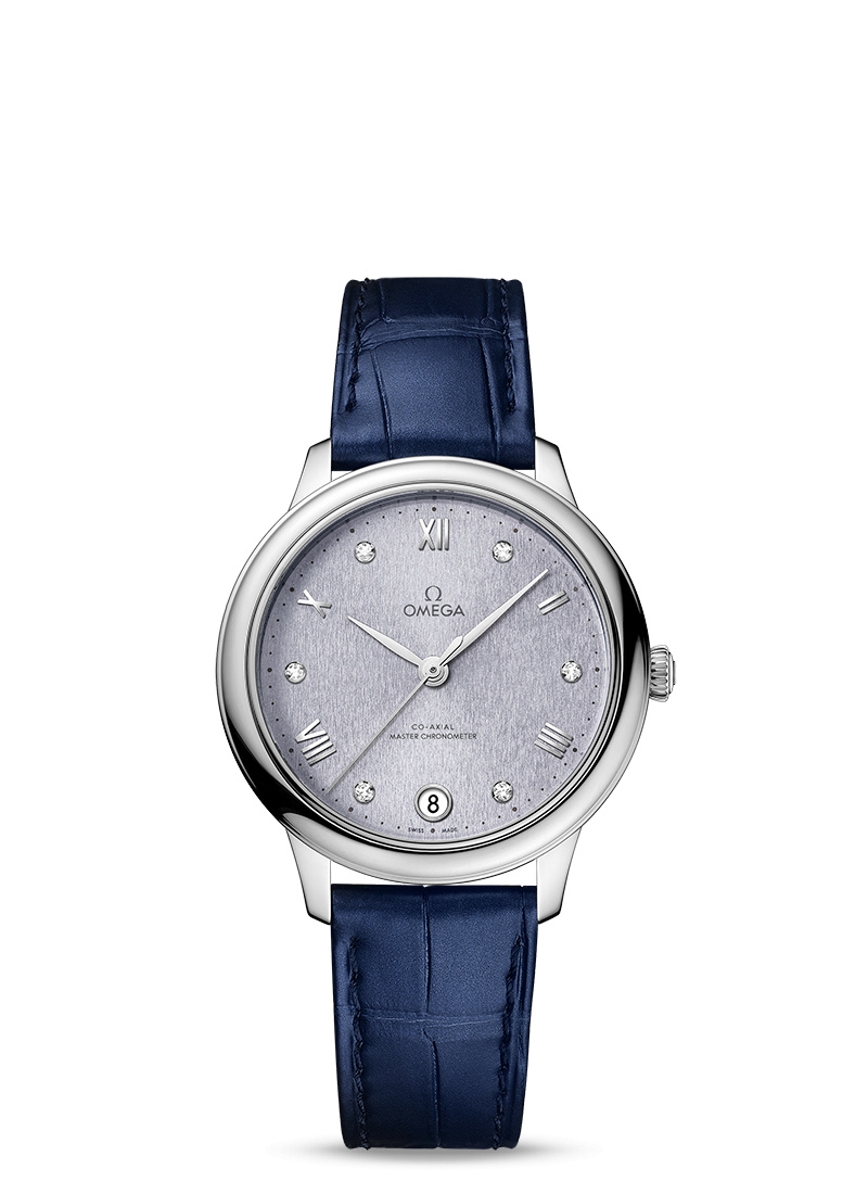 Omega 434.13.34.20.53.001 : De Ville Master Chronometer 34 Stainless Steel / Lavender - Diamond