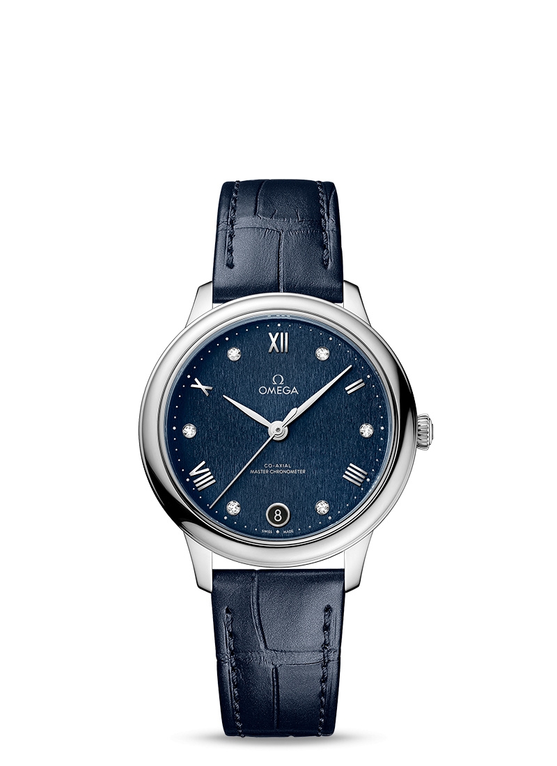 Omega 434.13.34.20.53.002 : De Ville Master Chronometer 34 Stainless Steel / Blue - Diamond