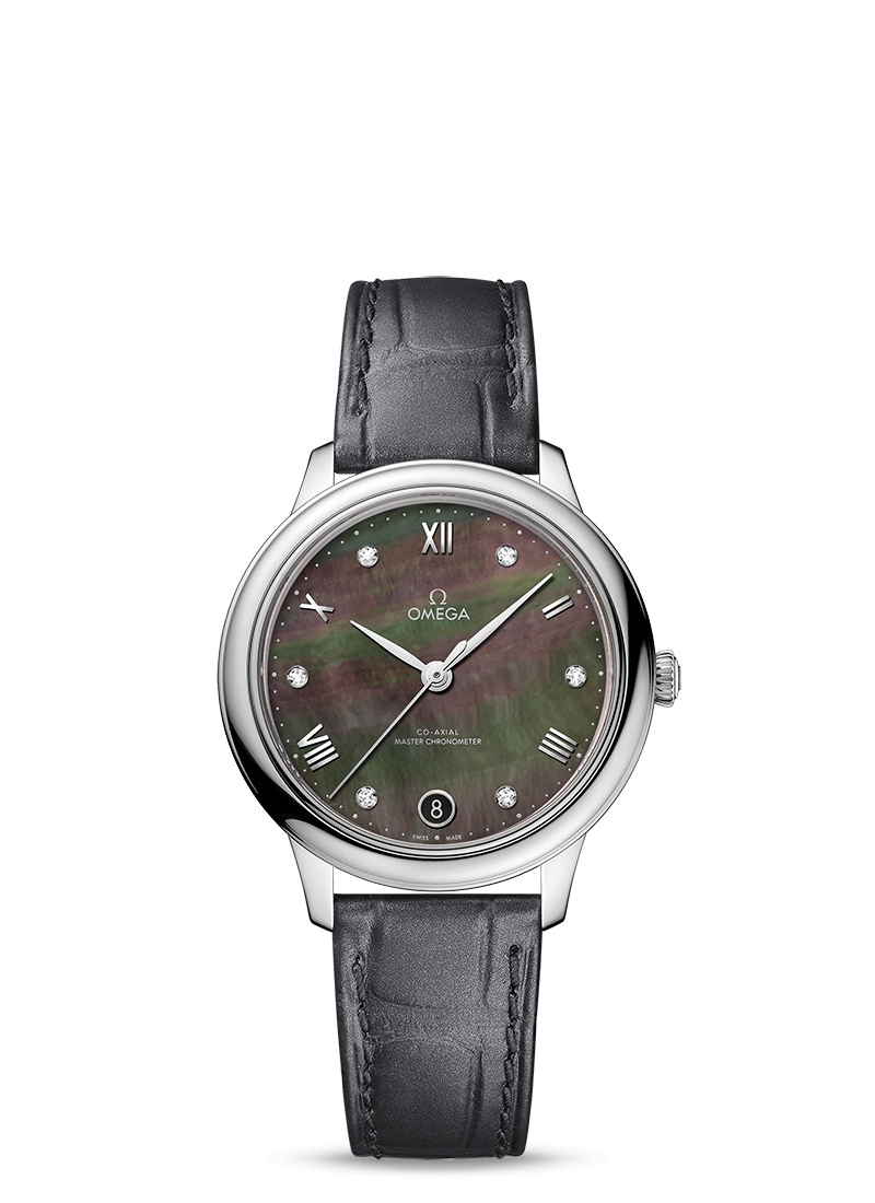 Omega 434.13.34.20.57.001 : De Ville Master Chronometer 34 Stainless Steel / Brown MOP - Diamond