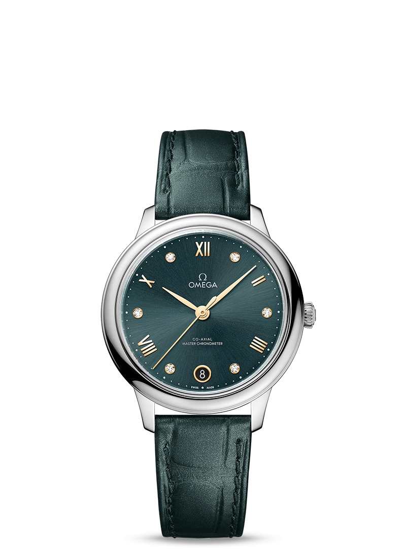 Omega 434.13.34.20.60.001 : De Ville Master Chronometer 34 Stainless Steel / Turquoise - Diamond