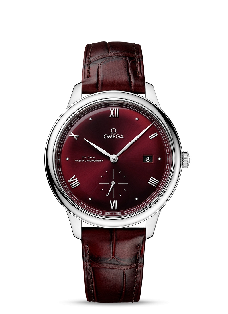 Omega 434.13.41.20.11.001 : De Ville Small Seconds Master Chronometer Stainless Steel / Burgundy