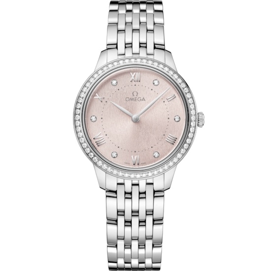 Omega 434.15.30.60.52.001 : De Ville Quartz 30 Stainless Steel - Diamond / Pink / Bracelet
