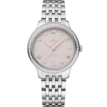 Omega 434.15.34.20.52.002 : De Ville Master Chronometer 34 Stainless Steel - Diamond / Pink / Bracelet