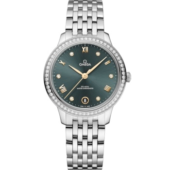 Omega 434.15.34.20.60.001 : De Ville Master Chronometer 34 Stainless Steel - Diamond / Green / Bracelet