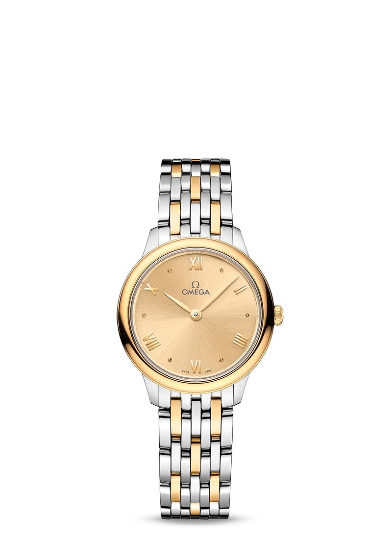 Omega 434.20.28.60.08.001 : De Ville Quartz 27.5 Stainless Steel - Yellow Gold / Champagne / Bracelet