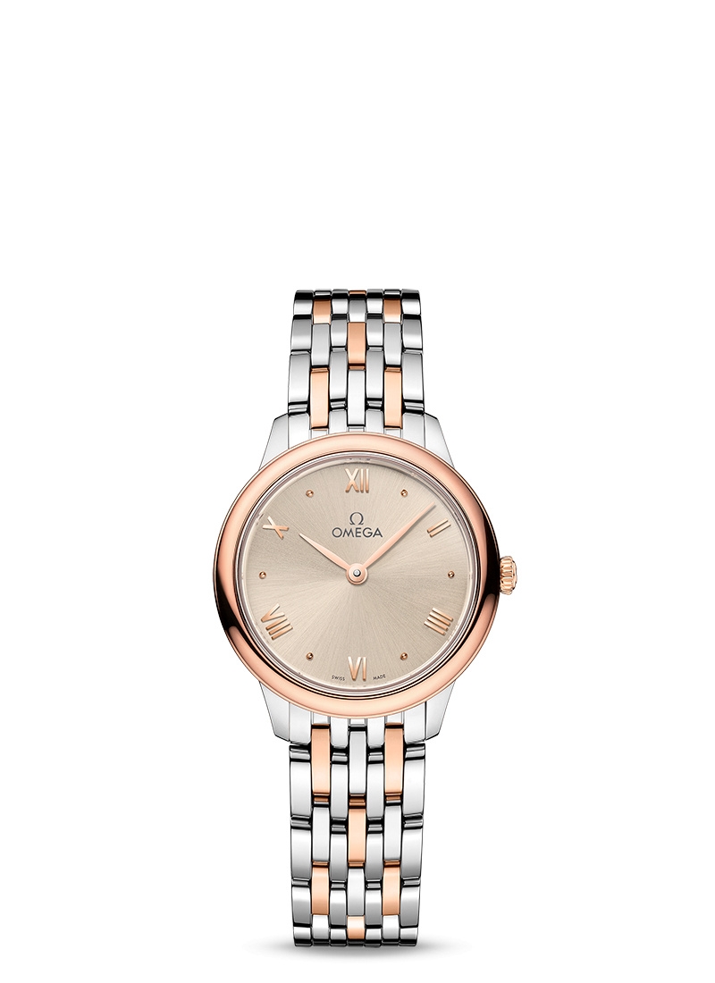 Omega 434.20.28.60.09.001 : De Ville Quartz 27.5 Stainless Steel - Sedna Gold / Beige / Bracelet