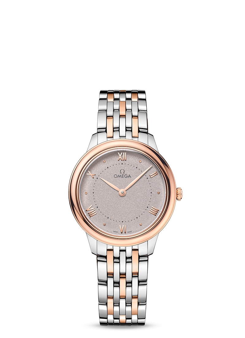 Omega 434.20.30.60.02.001 : De Ville Quartz 30 Stainless Steel - Sedna Gold / Grey / BRacelet