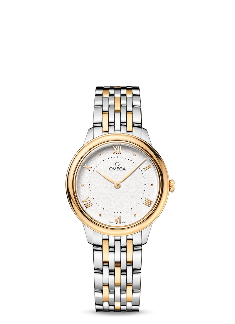 Omega 434.20.30.60.02.002 : De Ville Quartz 30 Stainless Steel - Yellow Gold / White / Bracelet