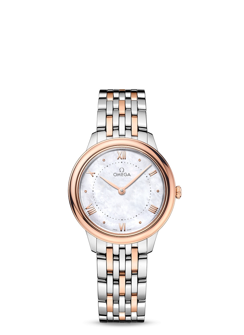 Omega 434.20.30.60.05.001 : De Ville Quartz 30 Stainless Steel - Sedna Gold / MOP - Diamond