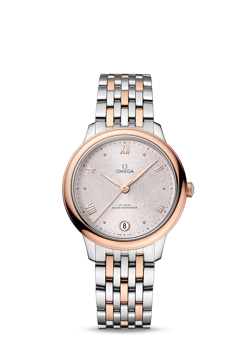 Omega 434.20.34.20.02.003 : De Ville Master Chronometer 34 Stainless Steel - Sedna Gold / Rose / Bracelet