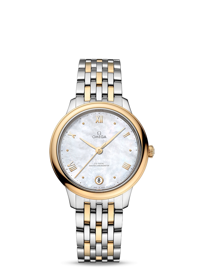 Omega 434.20.34.20.05.002 : De Ville Master Chronometer 34 Stainless Steel - Yellow Gold / MOP / Bracelet