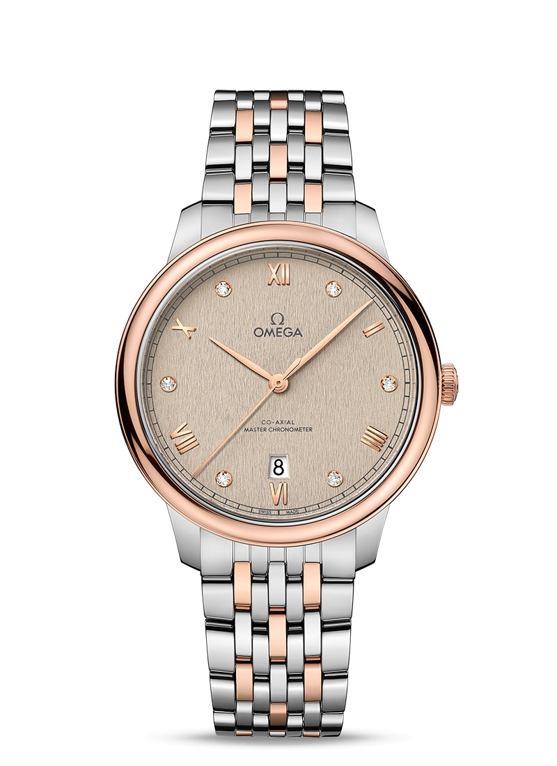 Omega 434.20.40.20.59.001 : De Ville Master Chronometer Stainless Steel - Sedna Gold / Beige - Diamond / Bracelet