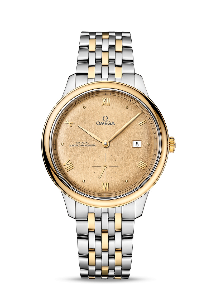 Omega 434.20.41.20.08.001 : De Ville Small Seconds Master Chronometer Stainless Steel - Yellow Gold / Champagne / Bracelet