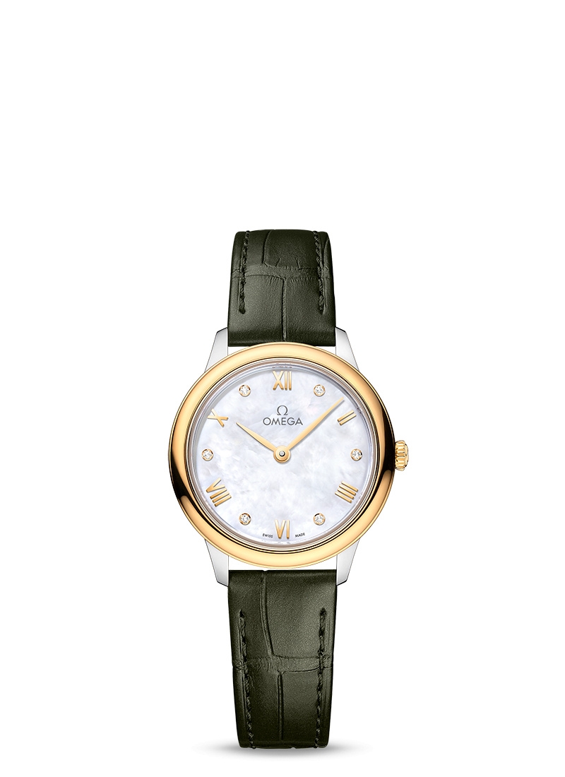 Omega 434.23.28.60.55.001 : De Ville Quartz 27.5 Stainless Steel - Yellow Gold / MOP - Diamond