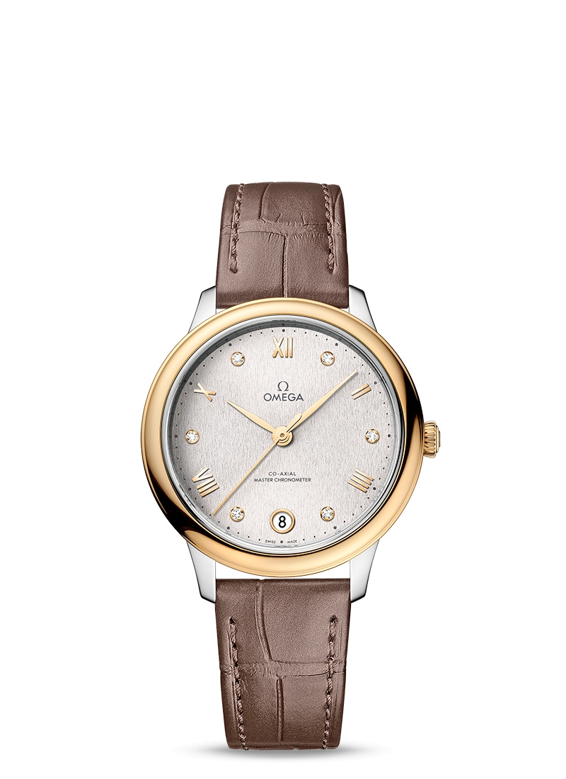 Omega 434.23.34.20.52.002 : De Ville Master Chronometer 34 Stainless Steel - Yellow Gold / Silver - Diamond