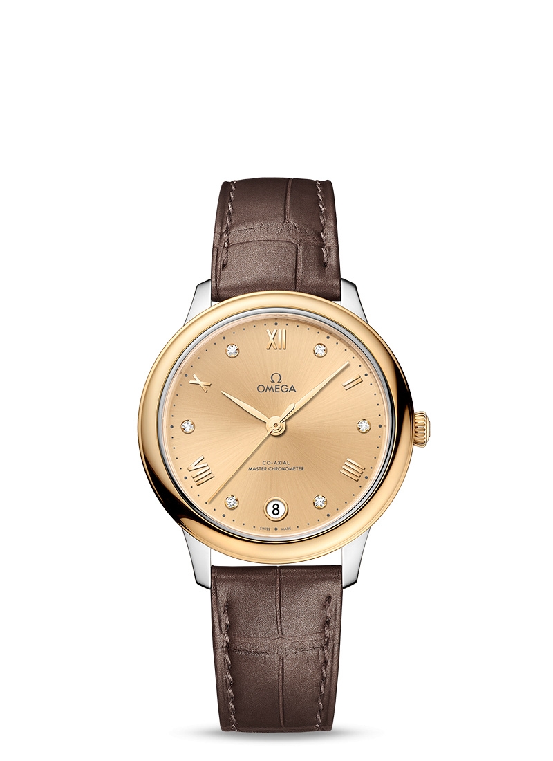 Omega 434.23.34.20.58.001 : De Ville Master Chronometer 34 Stainless Steel - Yellow Gold / Champagne - Diamond