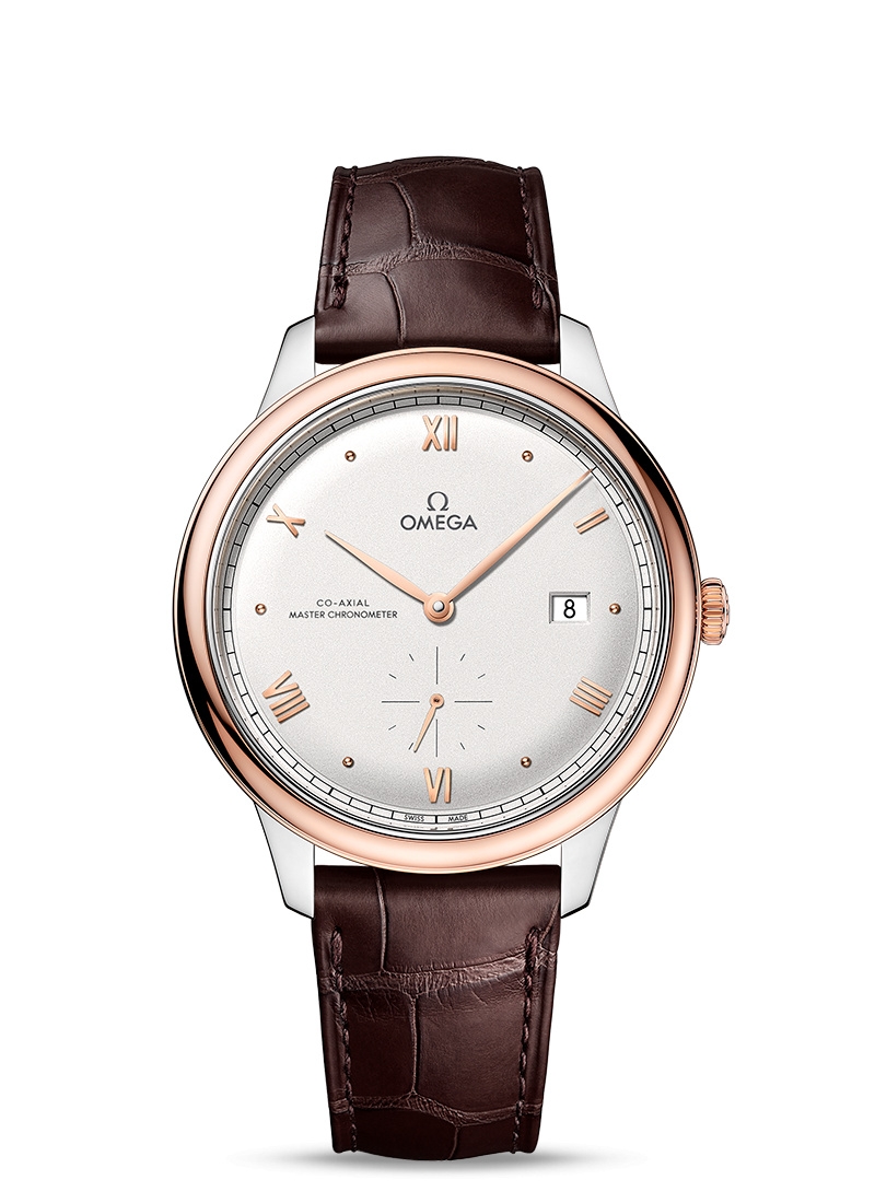 Omega 434.23.41.20.02.001 : De Ville Small Seconds Master Chronometer Stainless Steel - Sedna Gold / Silver