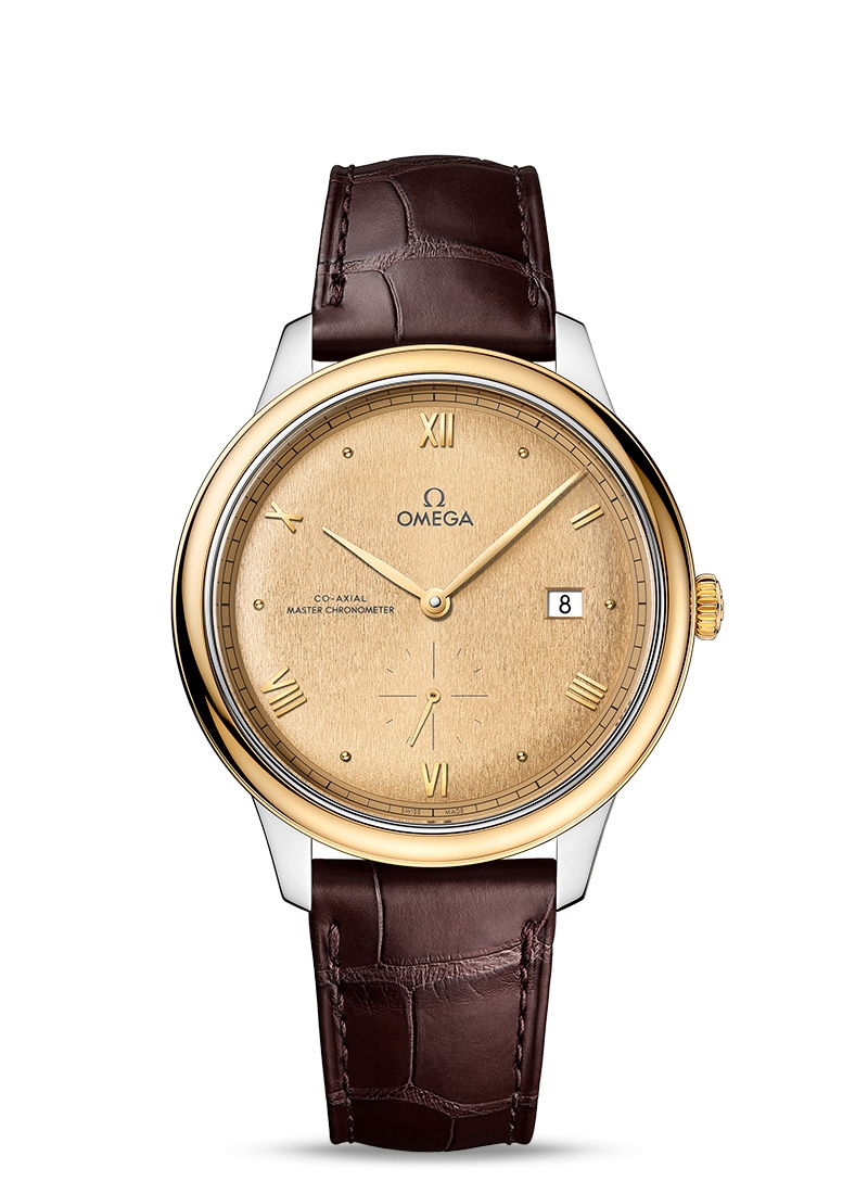 Omega 434.23.41.20.08.001 : De Ville Small Seconds Master Chronometer Stainless Steel - Yellow Gold / Champagne