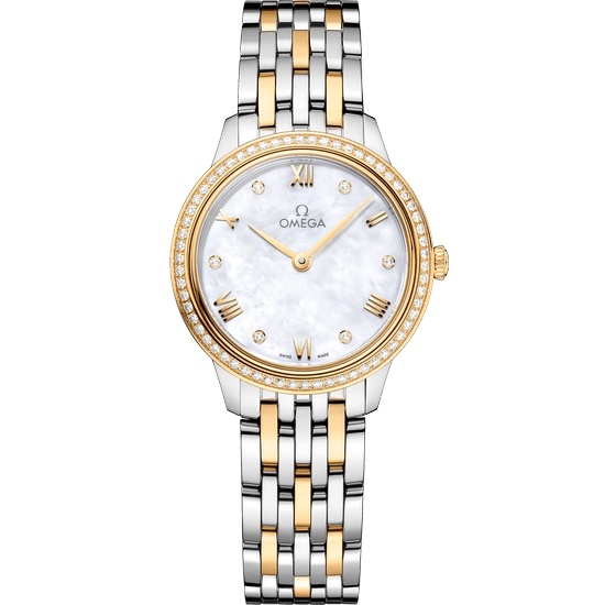 Omega 434.25.28.60.55.001 : De Ville Quartz 27.5 Stainless Steel - Yellow Gold - Diamond / MOP / Bracelet