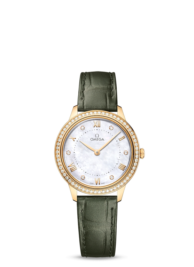 Omega 434.58.30.60.55.002 : De Ville Quartz 30 Yellow Gold - Diamond / MOP - Diamond