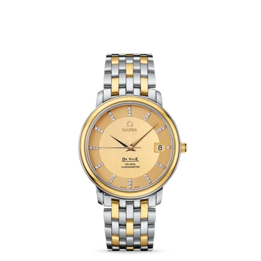 Omega 4374.15.00 : De Ville Prestige Co-Axial 36.5 Stainless Steel / Yellow Gold / Champagne / Bracelet