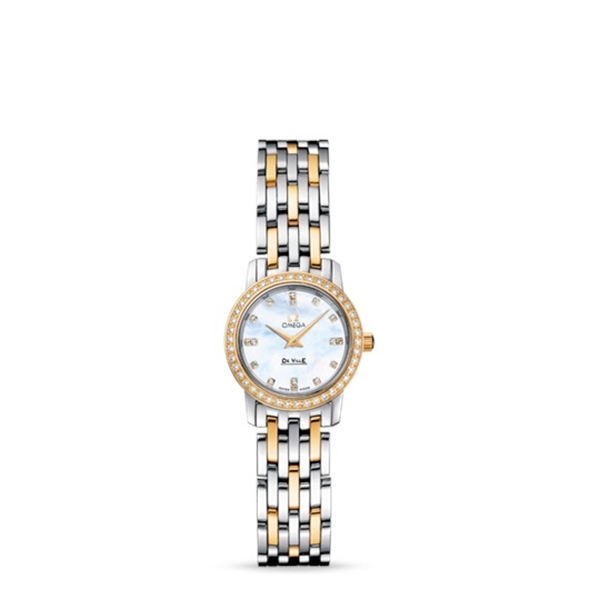 Omega 4375.57.00 : De Ville  Prestige Quartz 22 Two Tone Diamond / MOP / Bracelet