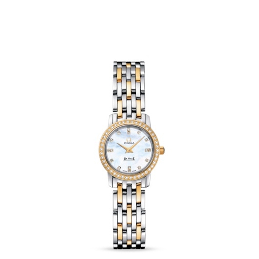 Omega 4375.75.00 : De Ville Prestige Quartz 22 Stainless Steel / Yellow Gold / Diamond / MOP / Bracelet