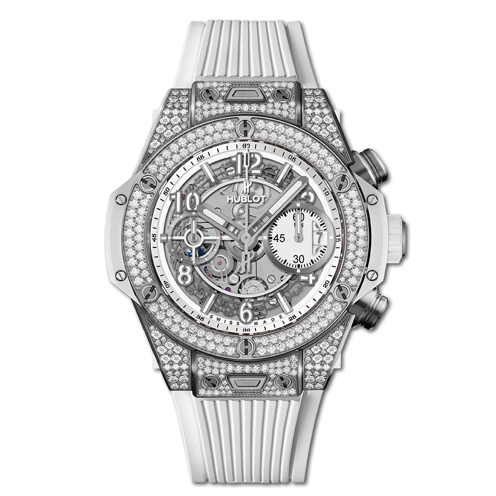 Hublot 441.NE.2010.RW.1704 : Big Bang Unico 42 Titanium / Pavé / White