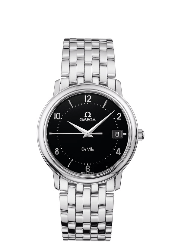 Omega 4510.50.00 : De Ville Prestige Quartz 34.4 Stainless Steel / Black / Bracelet